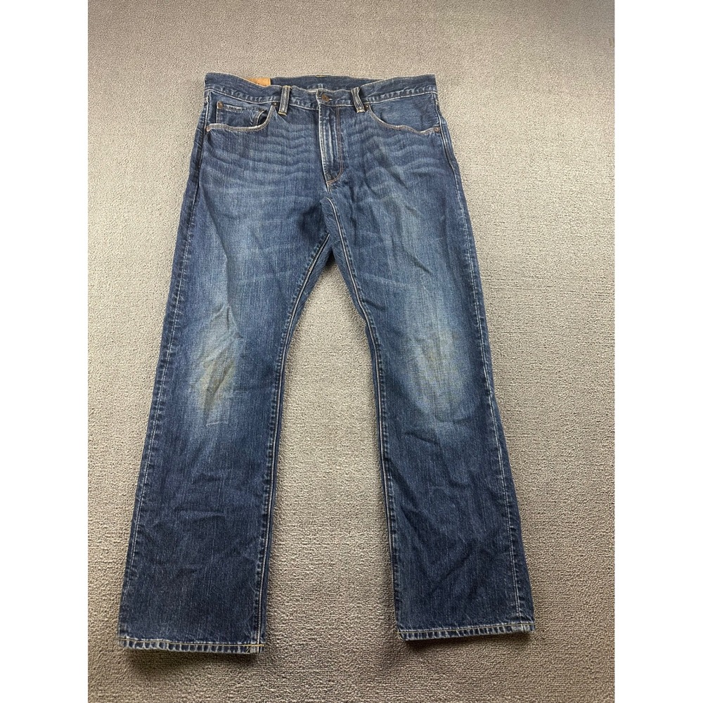 Y2K Gap 1969 Jeans Men 34x29‎ Blue Low Rise Straight Fit Patch 100% Cotton Denim